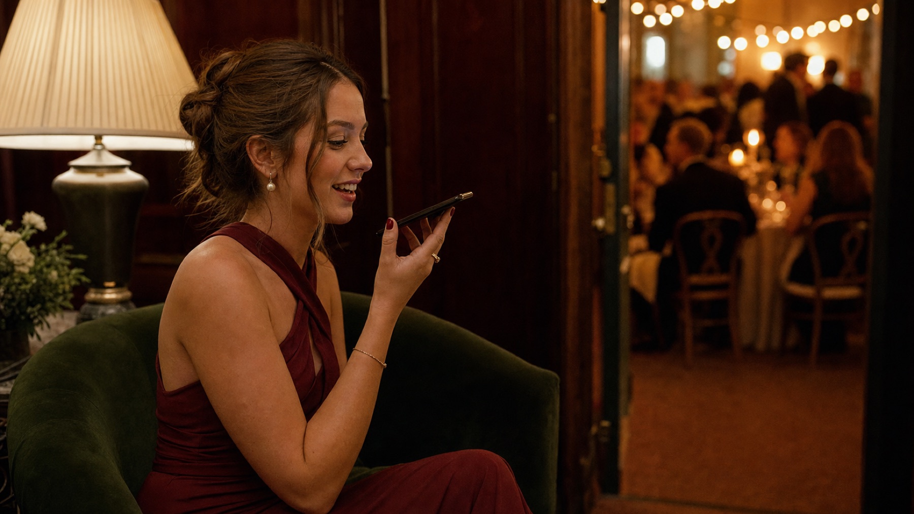 An officiant reading from a ceremony script during a wedding
